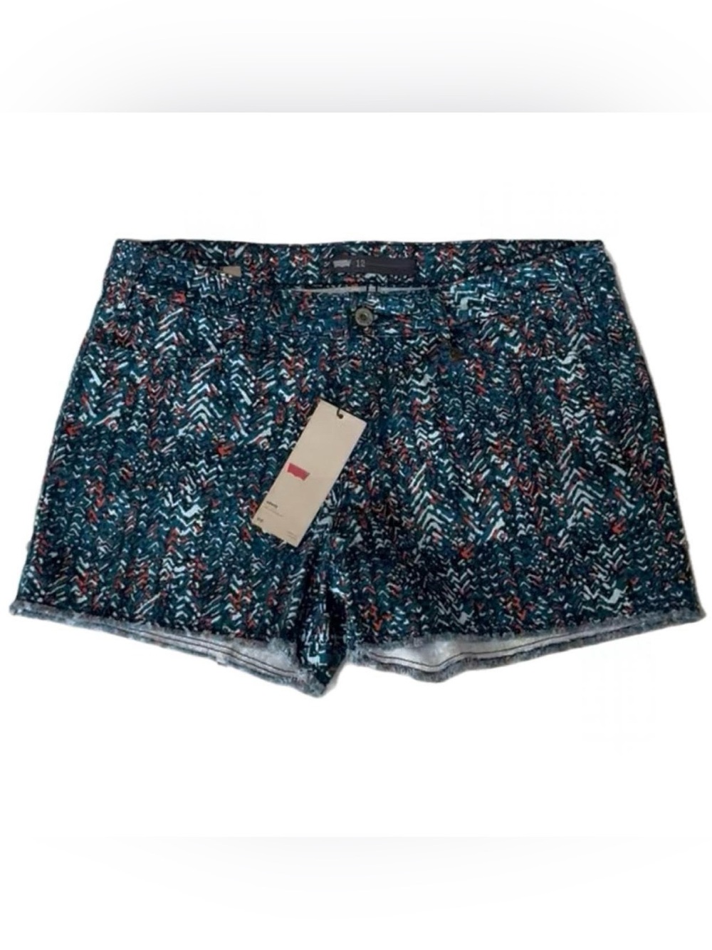 Levi's Blue Multicolor Chevron-Print Denim Shorts For Women